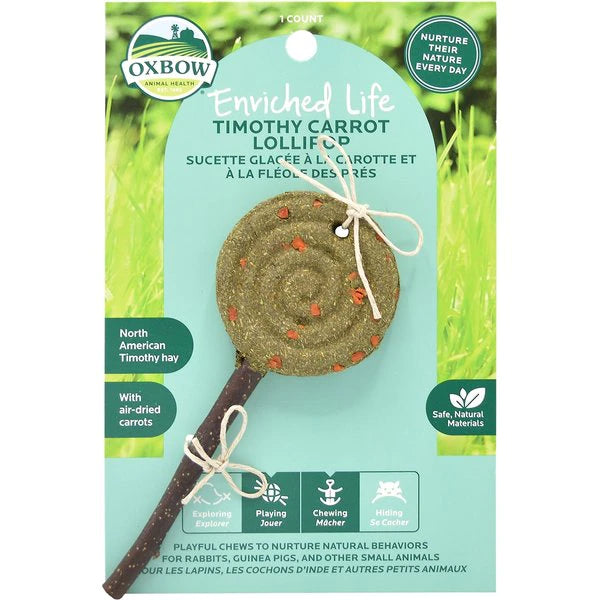 OXBOW ENRICHED TIMOTHY LOLLIPOP - CARROT