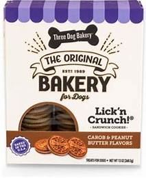 THREE DOG BAKERY LICK N' CRUNCH CARBO & PB 13OZ
